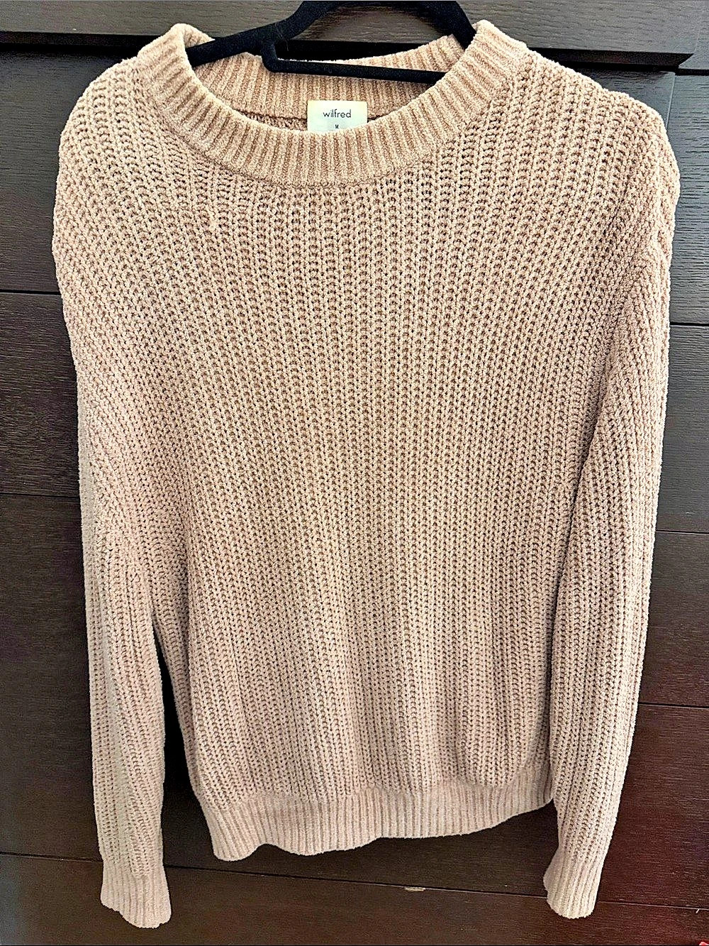 Wilfred Essential Chenille Sweater Knit Crewneck Sweater in Mauve/Light Pink